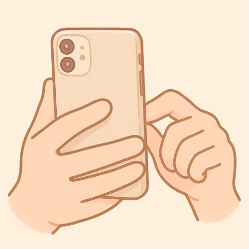 スマホをいじる手